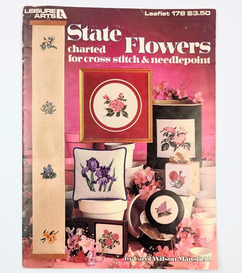 Vintage 1980 Leisure Arts - 'State Flowers' - Counted Cross Stitch Booklet
